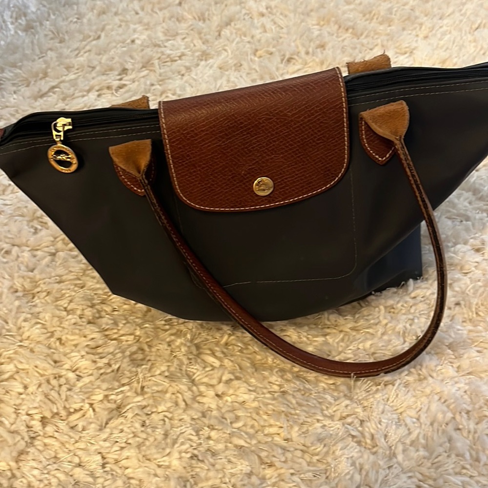 Grey small Longchamp bag